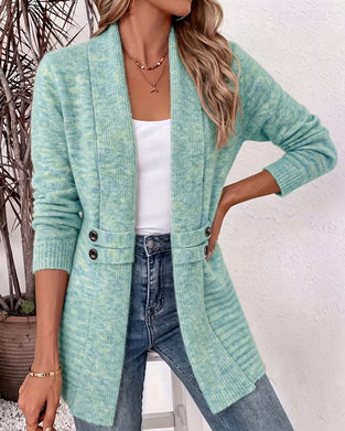 Solid Color Button Embellished Cardigan