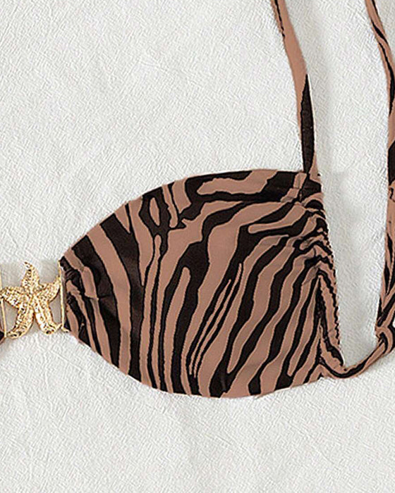 Zebra Print Sexy Lace-Up Bikini