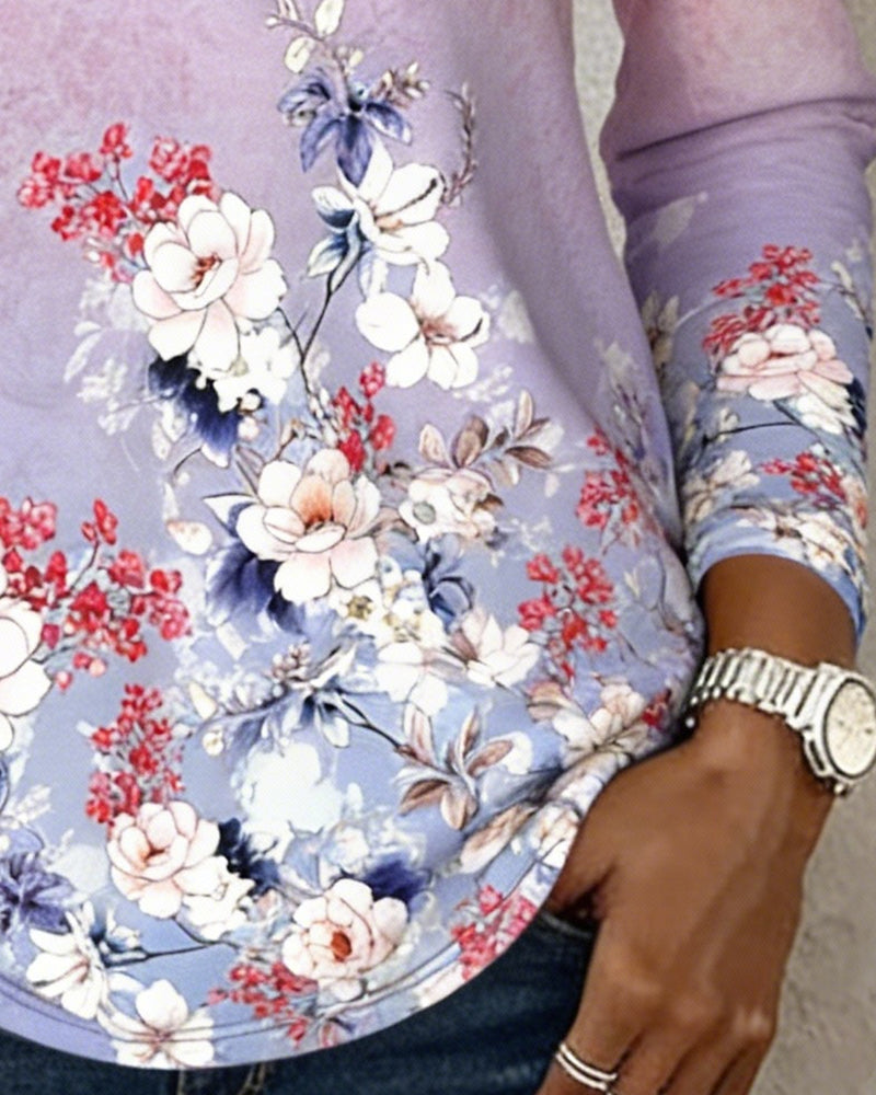 Floral Patchwork Long-Sleeved Top