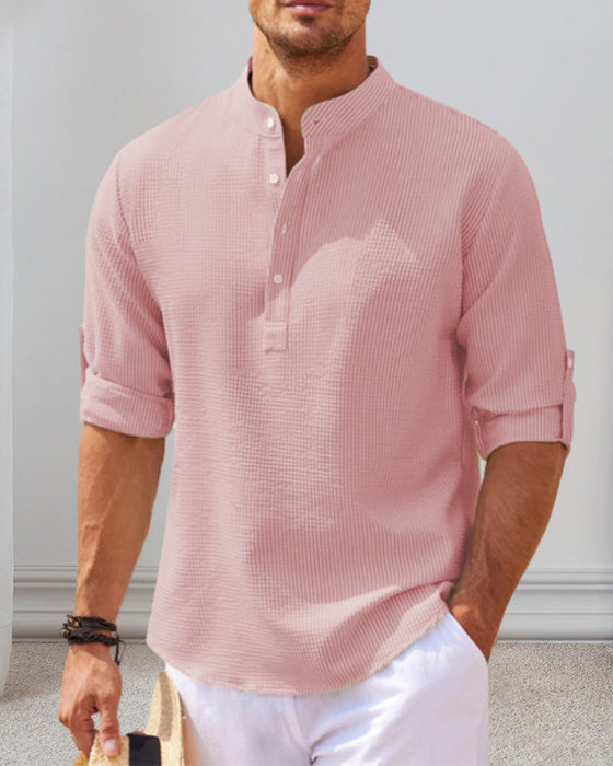 Solid color men's casual shirt