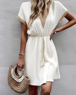 V neck short sleeve dress