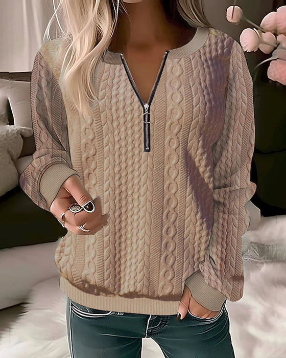 Solid color zipper sweatshirt
