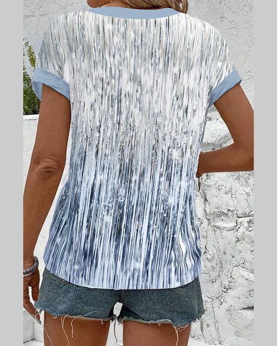 Casual Stand Collar Textured Print Shirt
