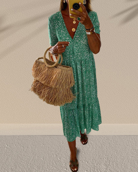 Floral print v-neck dress