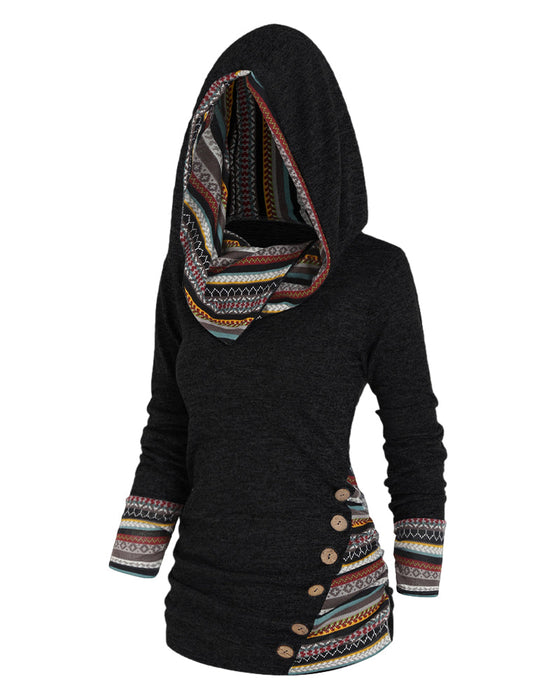 Contrast color casual hoodie