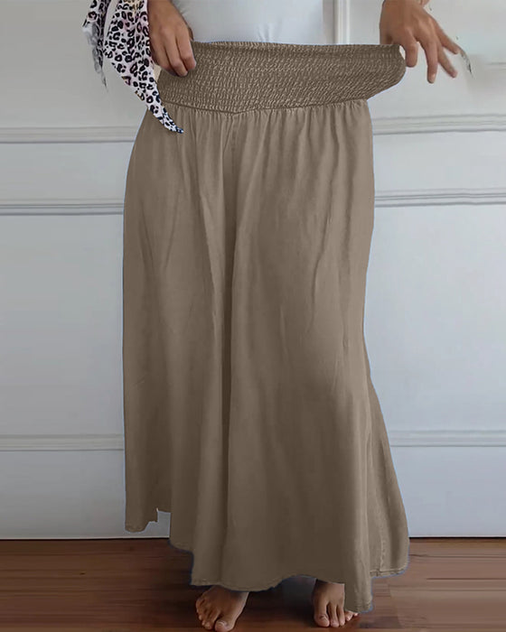 Elastic waist wide leg pants