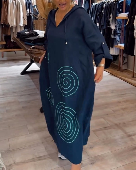 Hooded Long Sleeve Loose Dress