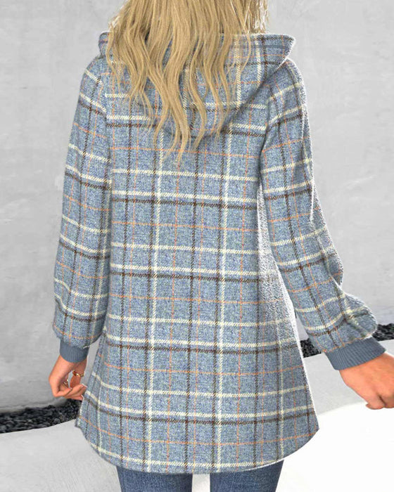 Plaid hooded coat