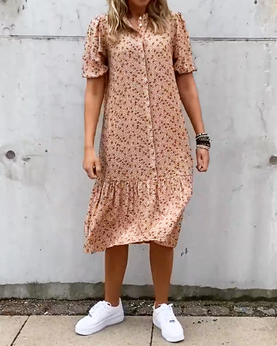 Short sleeve print  shift dress