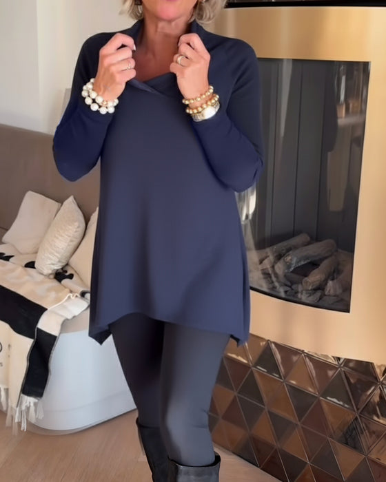 Irregular Lapel Long-Sleeved Top