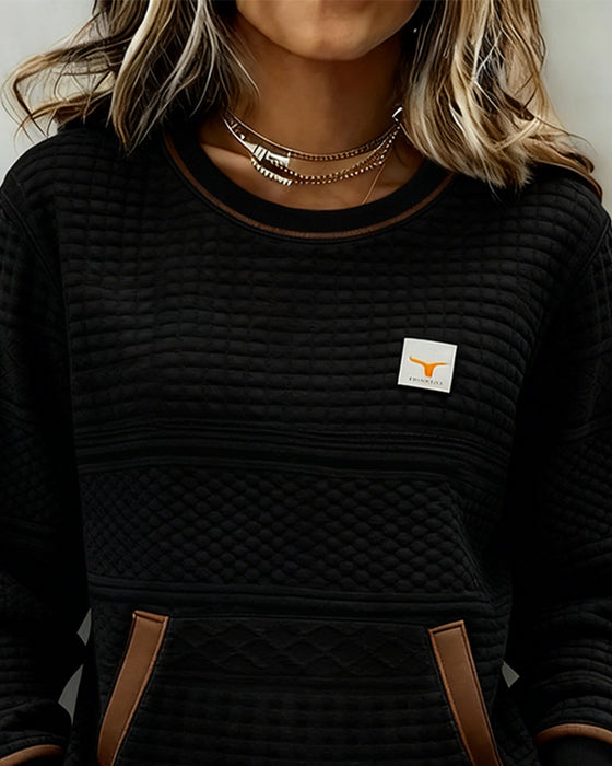 Crew Neck Color-Blocked Sweatshirt