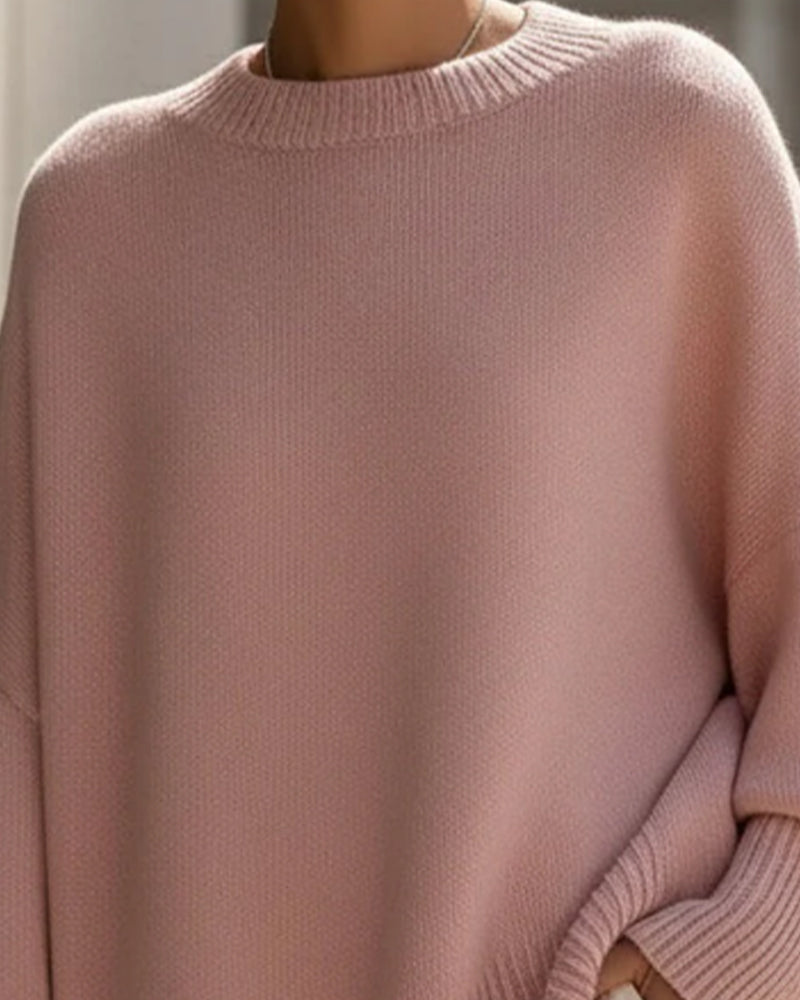 Round Neck Loose Mid-Length Jumper