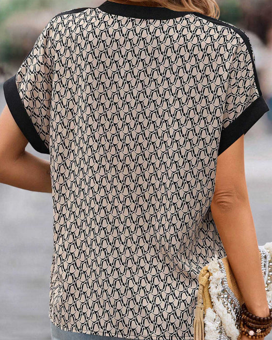 Fashion print v-neck blouse