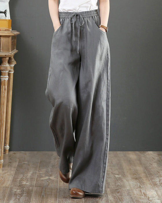 Solid color high waist wide leg pants
