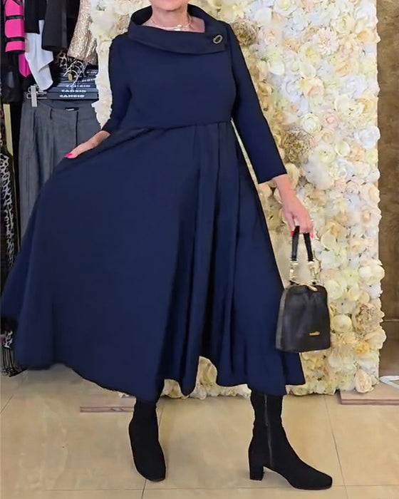 Fashionable Street Solid A-line Dress