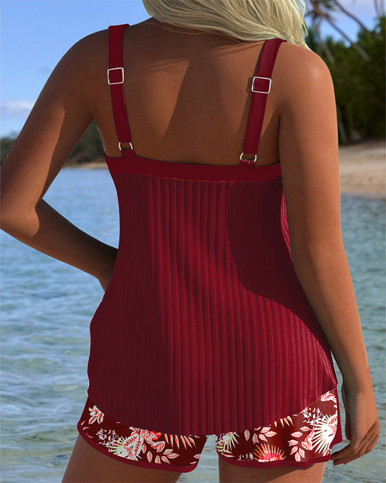 Striped Two-Piece Beach Shorts Tankini