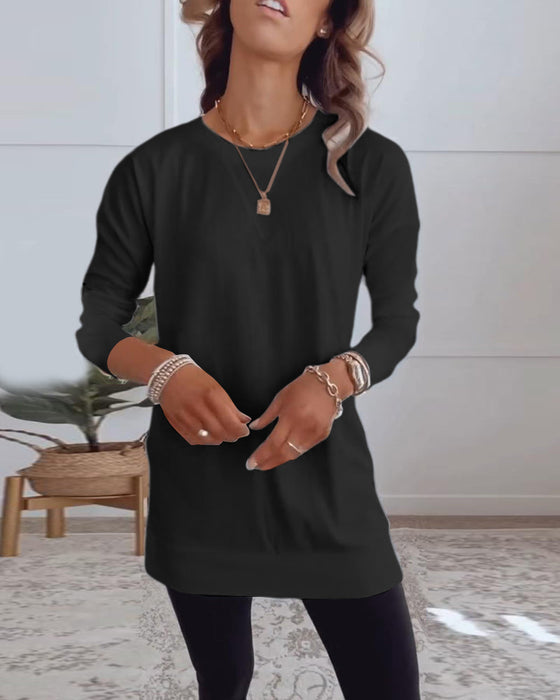 Solid color long sleeve casual top
