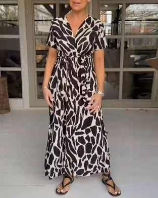 V neck short sleeve dress