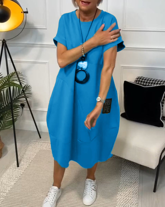 Simple letter print short sleeve casual dress