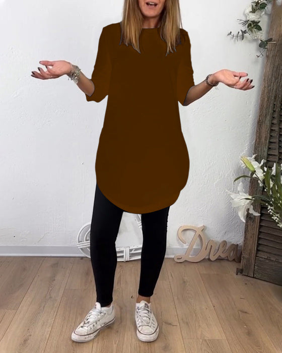 Mid-Length Top Mit Crew Neck