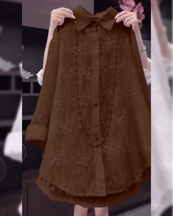 Solid Embroidered Drop Shoulder Shirt