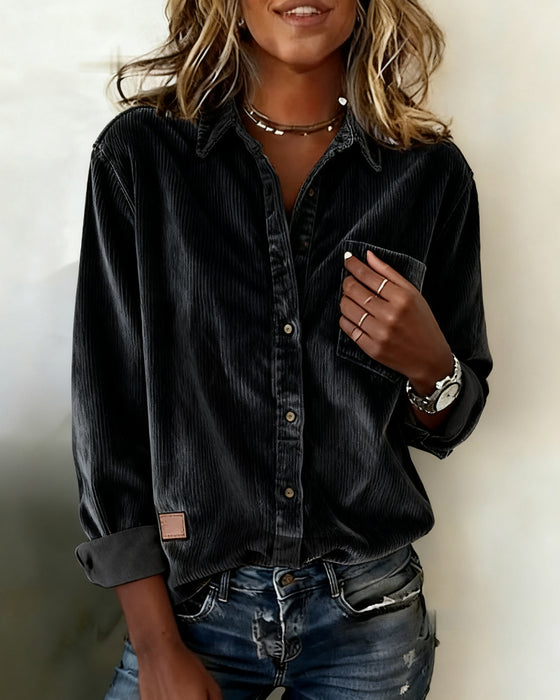 Fashionable Corduroy Lapel Shirt