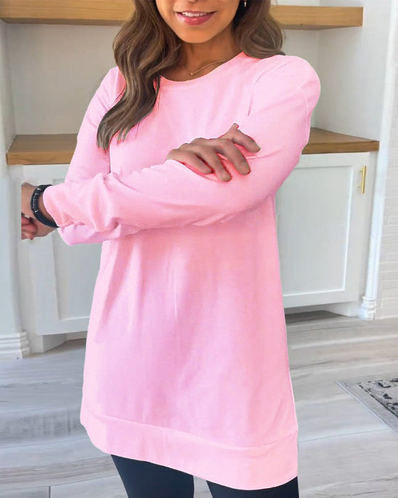 Solid Color Top with Long Sleeve