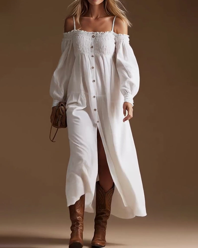 Buttoned Long Sleeve Dress