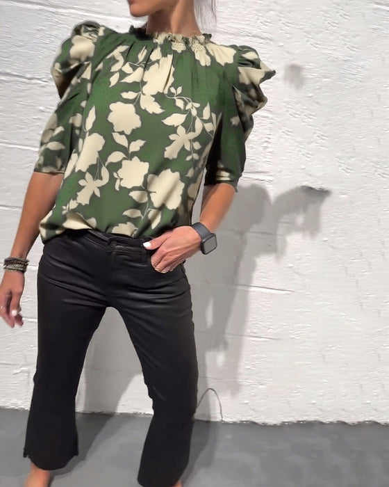 Puff Sleeve Ruffle Blouse