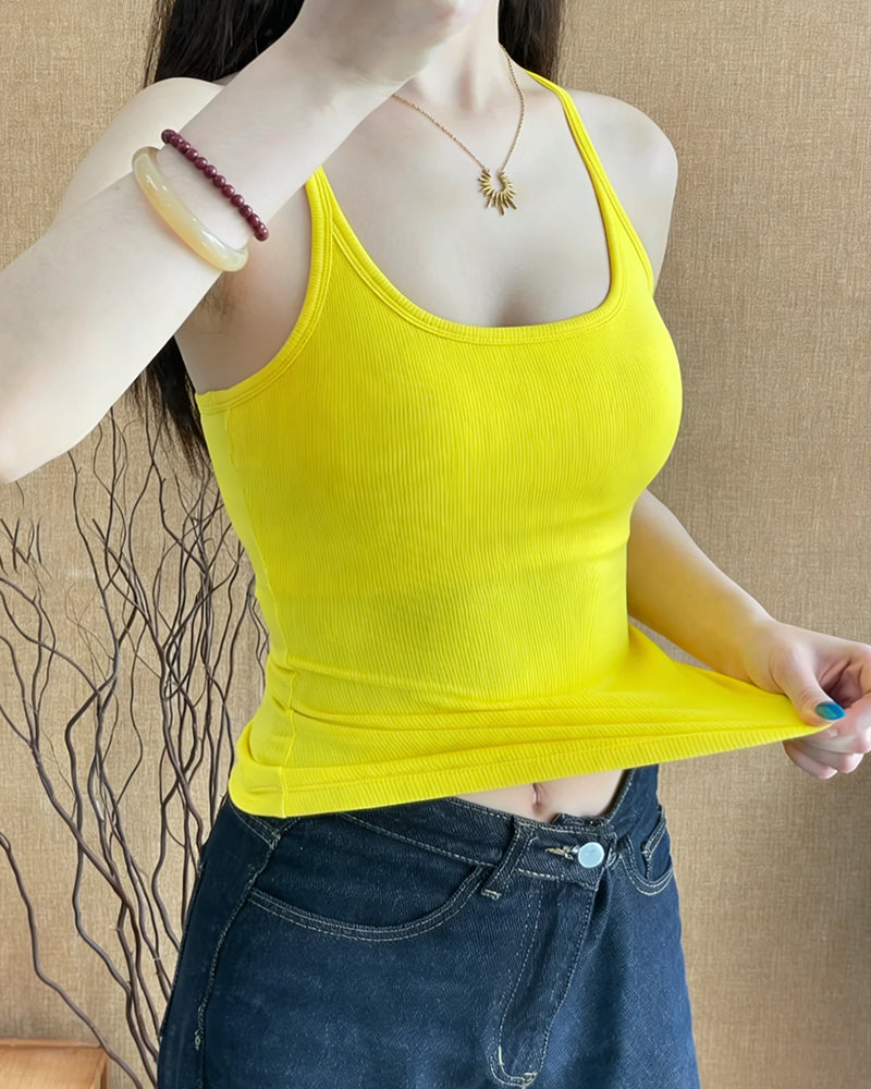 Plus-Size Racerback Tank Top with Built-in Bra