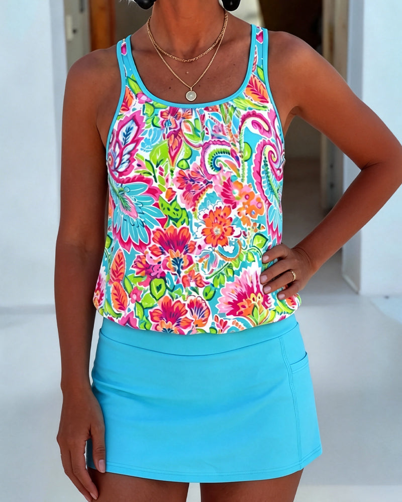 Floral Print Tank Top Tankini