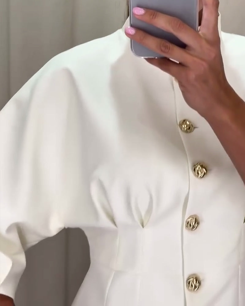 Solid color single-breasted elegant coat