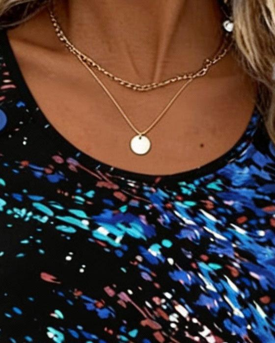 Button-Up Design Colorful Print Top