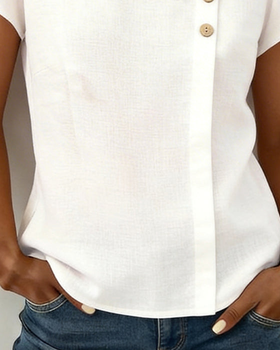 Petal Sleeve Diagonal V-Neck Top