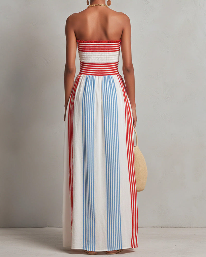 Strapless Colorful Stripe Dress