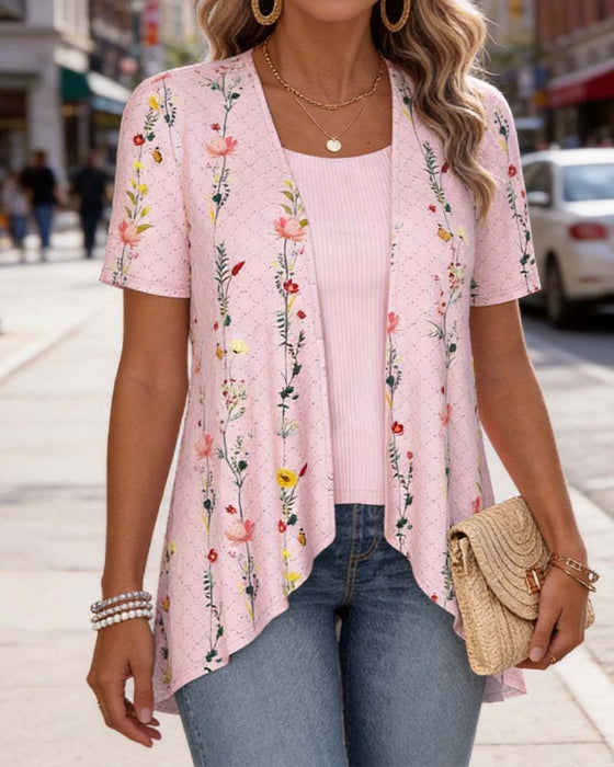 Fake Two Piece Floral Blouse