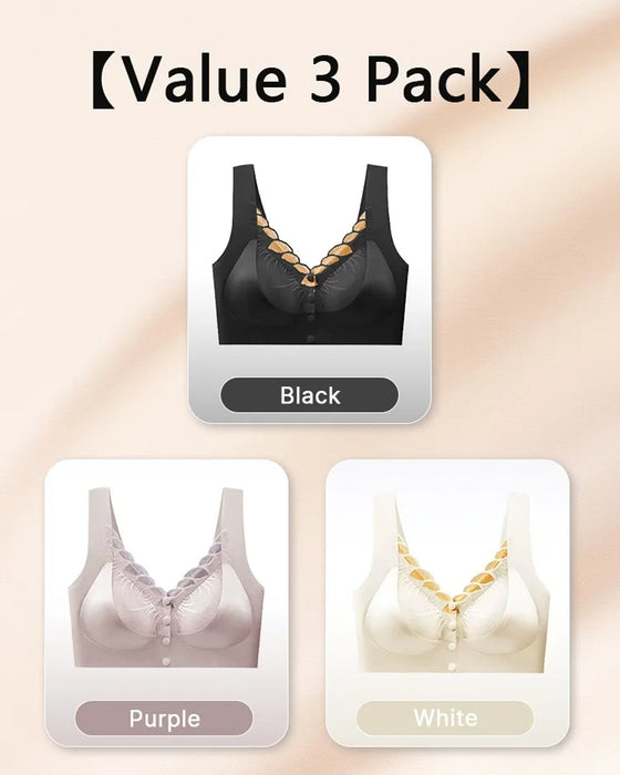 Front Buckle Satin Lace Bra