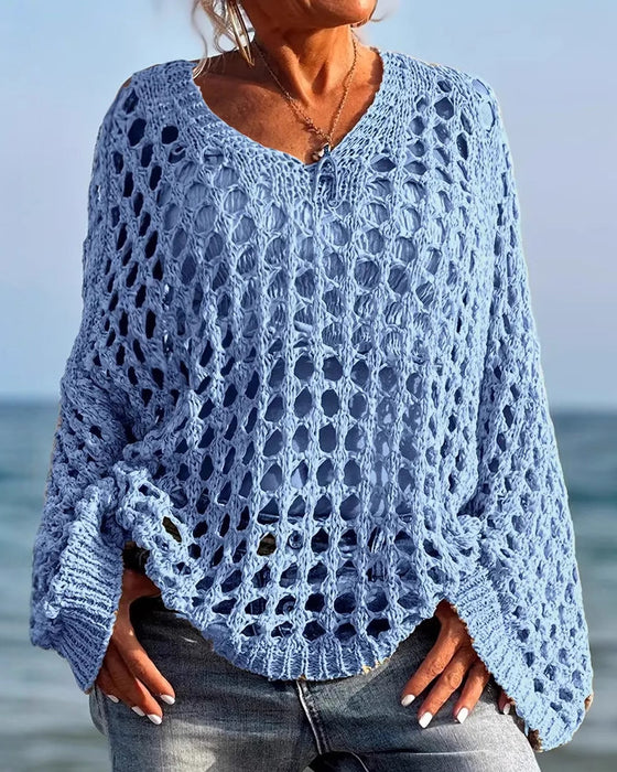 Long Sleeve Hollow Out Pullover