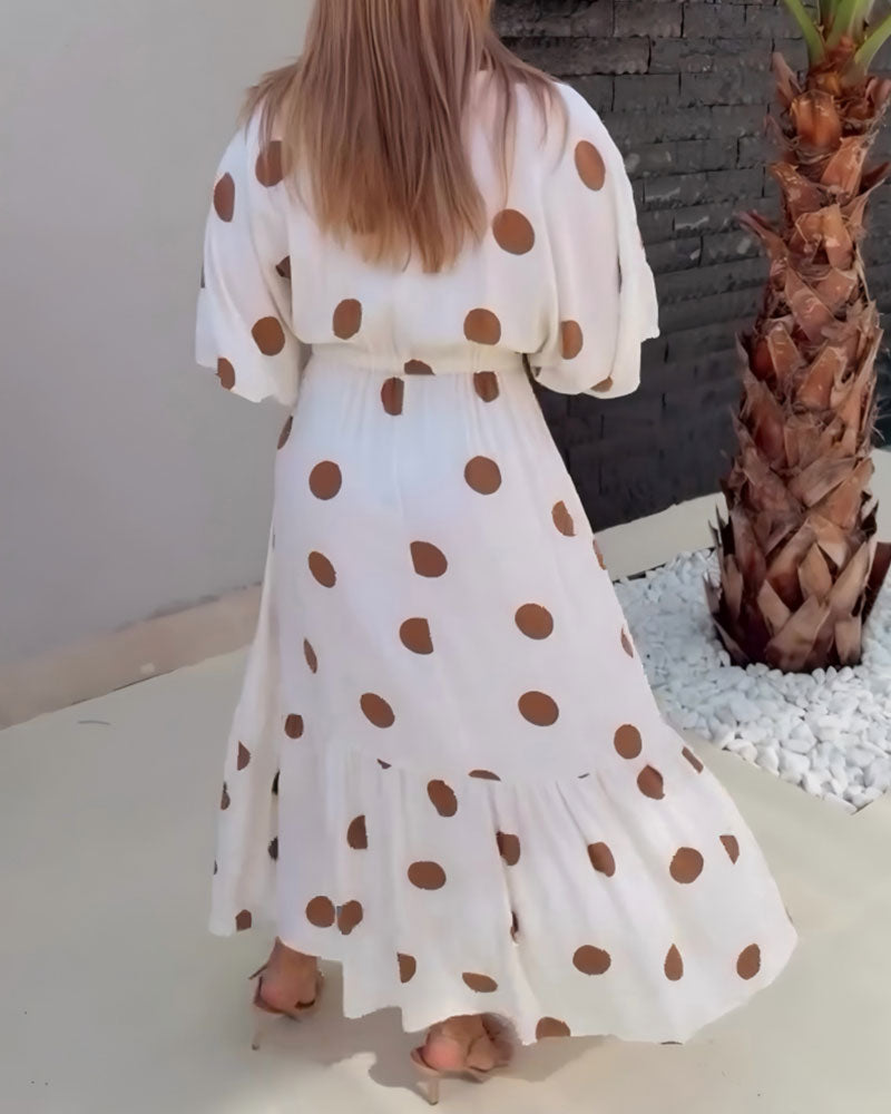 Polka Dot Cinched Waist Dress