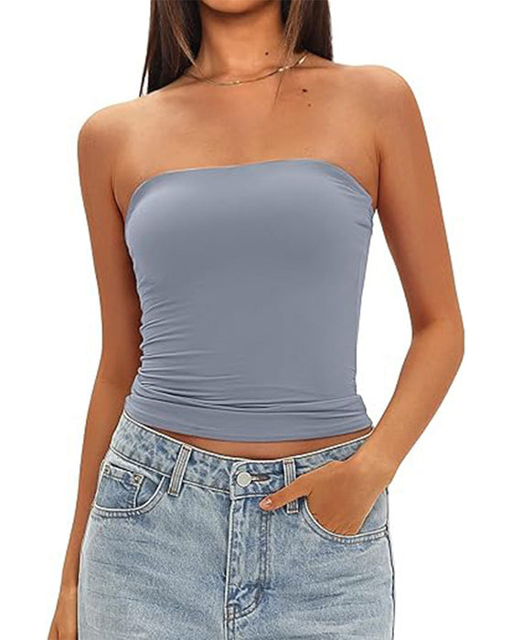 Strapless Cropped Fitted Tank Top