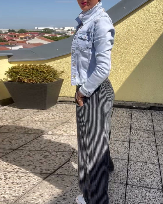 Loose casual striped straight pants