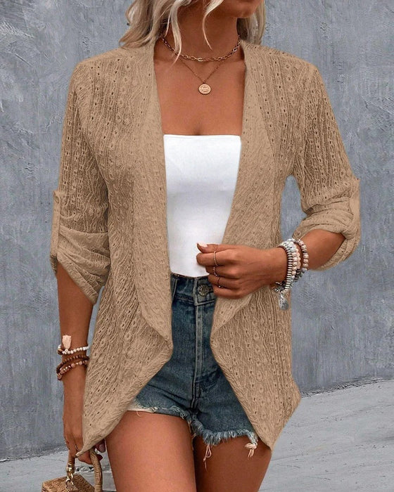 Simple solid color elegant cardigan