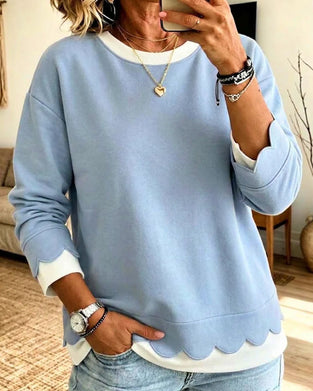 Scallop Trim Fake Two-Piece Sweatshirt