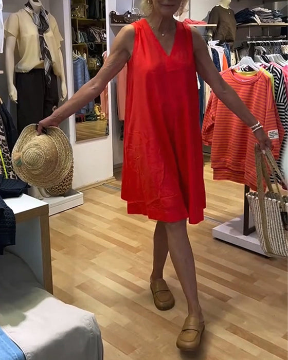 Sleeveless V-Neck Relaxed A-Line Dress