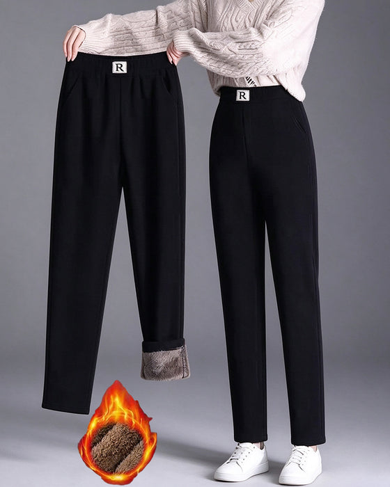 High Waist Fleece-Lined Thickened Jogger Pants