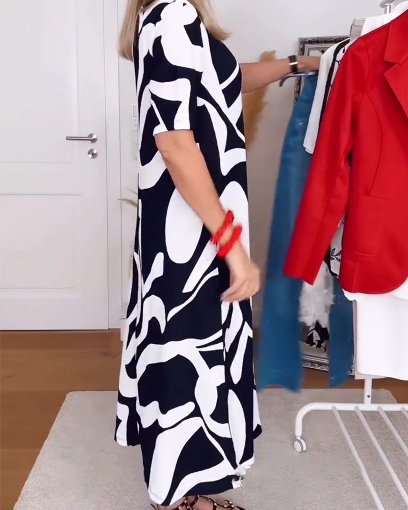 Abstract Print Maxi Dress