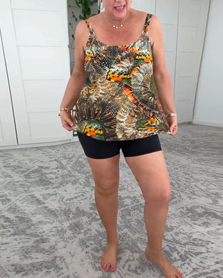 Two-Piece Printed Boxer Swimsuit