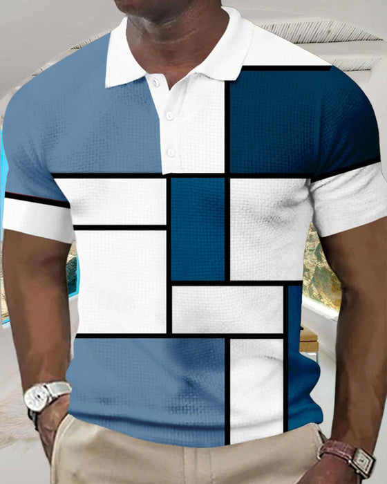 Color Block Waffle Polo Shirt