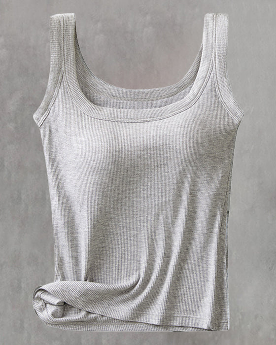 Solid Color Built In Bra Vest