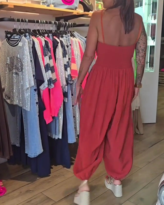 Bandeau Spaghetti Strap Wide Leg Jumpsuit